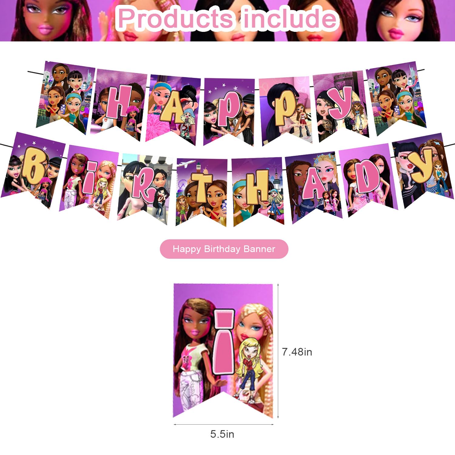 ℬ𝓇𝒶𝓉𝓏 Birthday Party Supplies, ℬ𝓇𝒶𝓉𝓏 Party Decorations,ℬ𝓇𝒶𝓉𝓏 Girl Party Theme Includes Balloons,Banner,Cake Toppers for Kids Birthday Theme Party Decorations