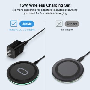 Wireless Charger Samsung Fast Charging Pad for Samsung Galaxy S24/S23 Ultra/S22/S21/Z Flip 5,15W Wireless Charging Station Charger Mat with QC Adapter for Google Pixel 7a 8 7Pro 6,iPhone 15 14 13 12