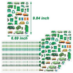 ATSMOICY 800+ PCS Garbage Truck Themed Party Decorations Labels Paper Stickers - Rubbish Truck Themed Baby Shower Birthday Waste Management Recycling Party Supplies Decorations Favors Stickers