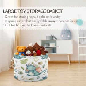 Storage Basket with Cotton Rope Handles Cute Dragon Large Laundry Basket Baby Blanket Basket Toy Clothes Organizer for Living Room, Laundry, Nursery