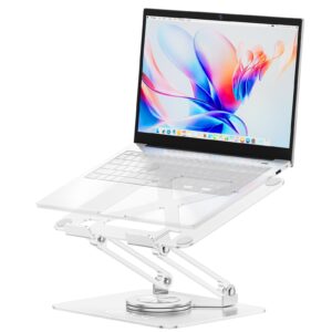 urmust laptop stand for desk with 360 rotating base, computer stand for laptop ergonimic adjustable laptop riser for desk compatible with all laptop 10 to 16 inches
