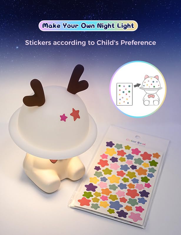 L LOHAS Nursery Night Lights for Kids, Cute Nursery Lamps with 7 Colors Adjustable Touch Control, USB Rechargeable, Kawaii Decor Stuff for Teens, Children