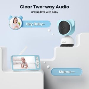 ieGeek 5'' Baby Monitor WiFi with Camera and Audio- 1080P Video Baby Monitor with Night Vision, 2-Way Talk, 360° PTZ, Motion & Sound Detection, Smartphone APP and LCD Monitor Control