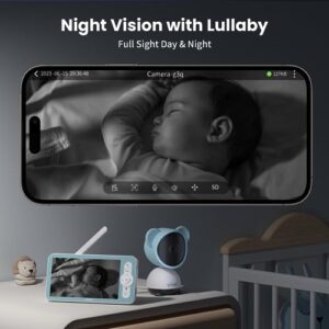 ieGeek 5'' Baby Monitor WiFi with Camera and Audio- 1080P Video Baby Monitor with Night Vision, 2-Way Talk, 360° PTZ, Motion & Sound Detection, Smartphone APP and LCD Monitor Control