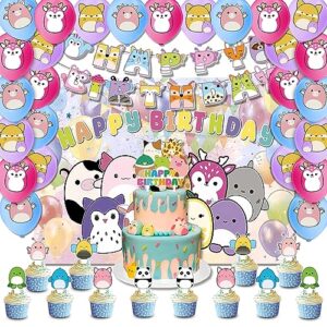 classic party supplies - cute birthday decorations include balloons, banner, cake topper, cupcake toppers for fans kids boys girls cumpleanos party
