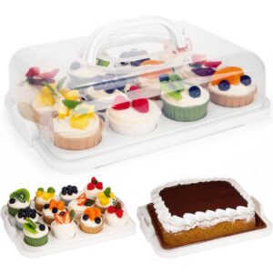 vgoodall cake carrier with lid, cake holder cupcake container for 12 cupcakes 2 in 1 portable dessert container for cake pie muffin cobbler