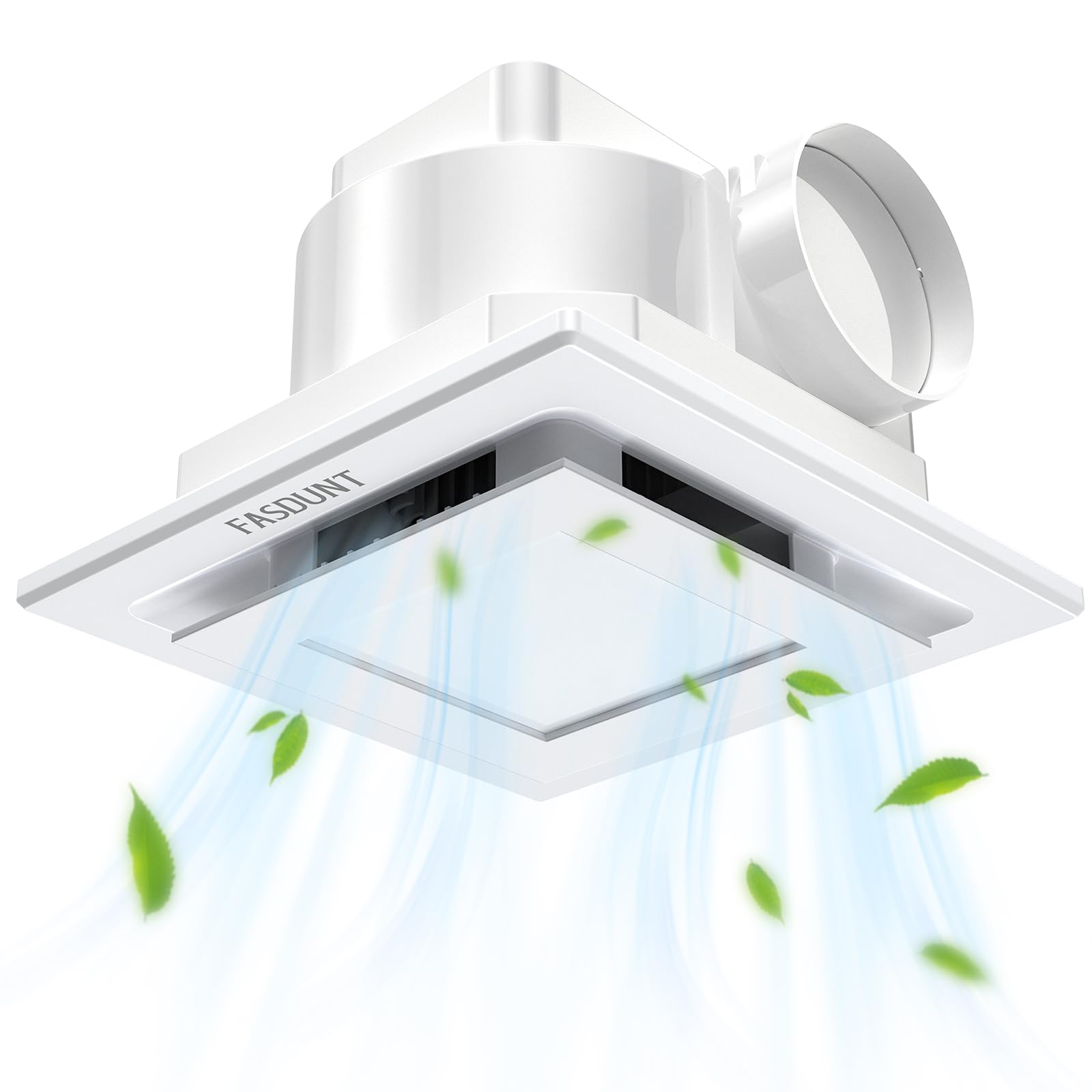 FASDUNT Bathroom Ceiling Fan with Light, 120 CFM 1.0 Sones Quiet Ventilation Fan 5000K for Home Bath Office Hotel, White