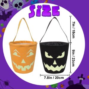 Vitalili 2pcs Glowing Halloween Basket Pumpkin Halloween Bucket Multipurpose Pumpkin Bucket Trick or Treat Bucket Halloween Candy Bags for Kids, Kids Gifts Bags