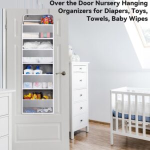 WishJazz 1 Pack Over Door Organizer, Heavy Duty Door Hanging Organizer Storage with 4 Pockets, Stuffed Animal Storage for Nursery Newborn Baby Essentials, RV Closet Storage and Organization