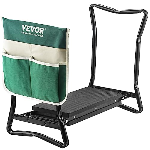 VEVOR Folding Garden Kneeler and Seat Heavy Duty, Widened 8" EVA Foam Pad, Portable Garden Stool with Tool Bags, Gardening Bench to Relieve Knee & Back Pain, Great Gifts for Seniors, Women, Parents