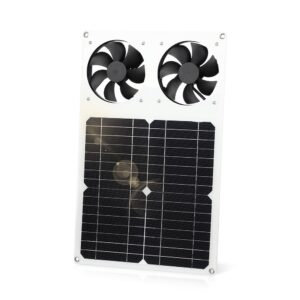 sunyima solar panel fan kit, 12w weatherproof with dc dual fan for small chicken coops, greenhouses, sheds,pet houses, window exhaust