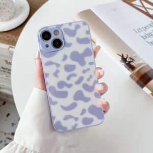 defbsc case for iphone 13,fashion cute milk cow print phone case,ultra slim soft tpu bumper shockproof protective case for iphone 13 - purple