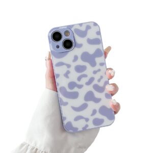 DEFBSC Case for iPhone 13,Fashion Cute Milk Cow Print Phone Case,Ultra Slim Soft TPU Bumper Shockproof Protective Case for iPhone 13 - Purple