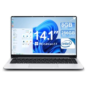 kuu x3 14 inch laptop, full hd windows 11 pro ultra-thin laptop,8g ram 256gb ssd, intel j4125 quad-core processor notebook pc, thin bezel, num-pad, support 2.4g/5g hz wifi, bt,mini hdmi, xbook-3