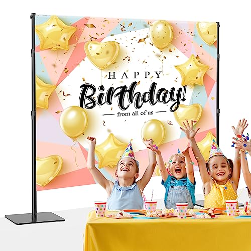 ShowMaven Backdrop Stand, 8x10 ft Adjustable Photo Backdrop Stand Kit, Heavy Duty Backdrop Stand with Steel Base for Photography, Photo Video Studio, Birthday Parties, Wedding (Black)