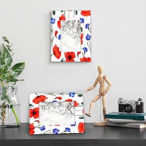 JXDXHCW 5x7 Picture Frame Red Poppy Blue Flower Home Gallery Wall Tabletop Decor with Stand Hanging Hook for Photos Certificate Poster Collage Display-Floral Pattern Frame