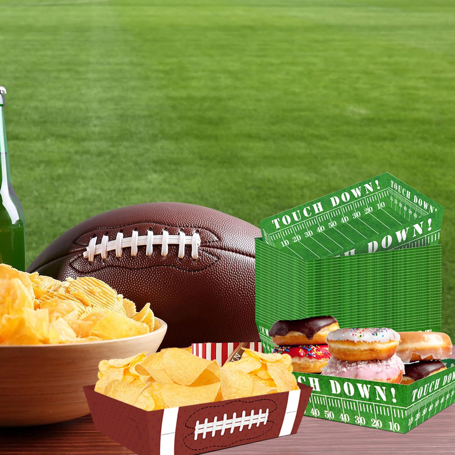 Football Party Decorations Football Party Supplies-50Pcs Football Party Favors Football Paper Food Tray Football Disposable Serving Boats for Football Birthday Party Superbowl Party Decorations