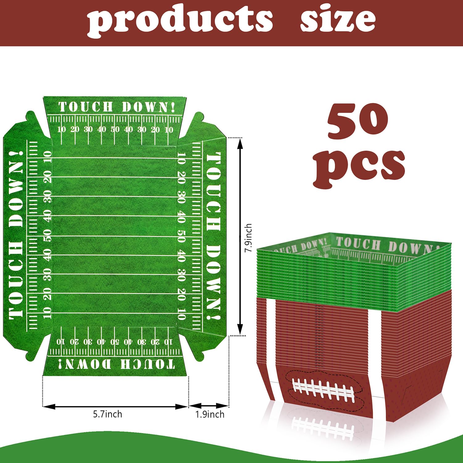 Football Party Decorations Football Party Supplies-50Pcs Football Party Favors Football Paper Food Tray Football Disposable Serving Boats for Football Birthday Party Superbowl Party Decorations