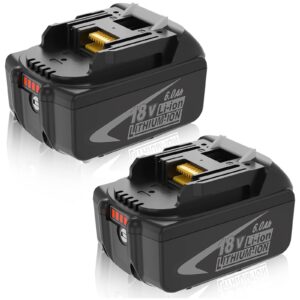 2-pack replacement for makita 18v battery 6.0ah compatible with makita 18 volt battery lithium-ion bl1860b bl1860 bl1850 bl1850b bl1840 bl1830 compatible with makita battery 18v power tools(grey)