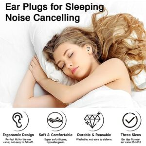 Ear Plugs for Sleeping Noise Cancelling, Reusable Silicone Ear Plugs for Noise Reduction – 6 Ear Tips in S/M/L – 33dB Noise Cancelling Earplugs for Sleep, Concerts, Snoring, Work, Travel, Black