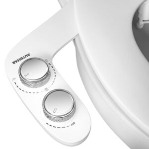 auterfar bidet attachment for toilet, dual nozzle with self-cleaning bidet toilet seat, non-electric ultra-thin bidets for existing toilets, rear/feminine wash with adjustable water pressure