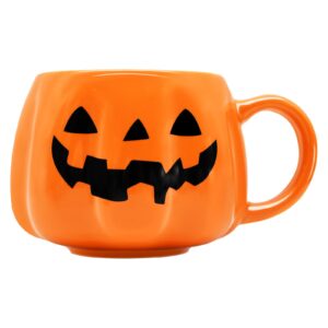 12 oz Halloween Pumpkin Mug Decorations, Happy Halloween Pattern Mug Ceramic Cute Pumpkin Coffee Cup Halloween Birthday Tabletop Drinkware Gifts for Adults Kids Women