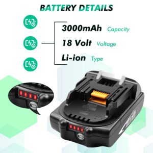 2Packs 18 Volt 3.0Ah BL1830B Lithium-ion Replacement Battery Compatible with Makita 18V Battery BL1815 BL1815N BL1820 BL1820B BL1830 BL1840 BL1840B BL1850 BL1840B BL1860 BL1840B Cordless Tools(Black)