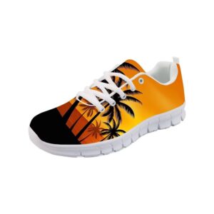 forchrinse hawaiian palm tree orange sky running shoes for womens mens soft tennis walking sneakers soft causal work travel shoes