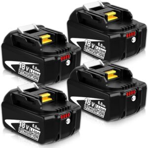 4Packs Replacement Battery for Makita 18V Battery Lithium BL1860 BL1850 BL1845 BL1840 BL1830 BL1820 BL1815 BL1860B Battery【18 Volt 6.0Ah BL1830B】