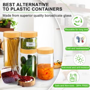 AISIPRIN Airtight Glass Jar with Lid, Glass Storage Containers with Screw On Bamboo Lids, for Cookie, Pasta, Cereal Storage Containers, 5Pcs 80oz 50oz 27oz Canisters Sets for the Kitchen