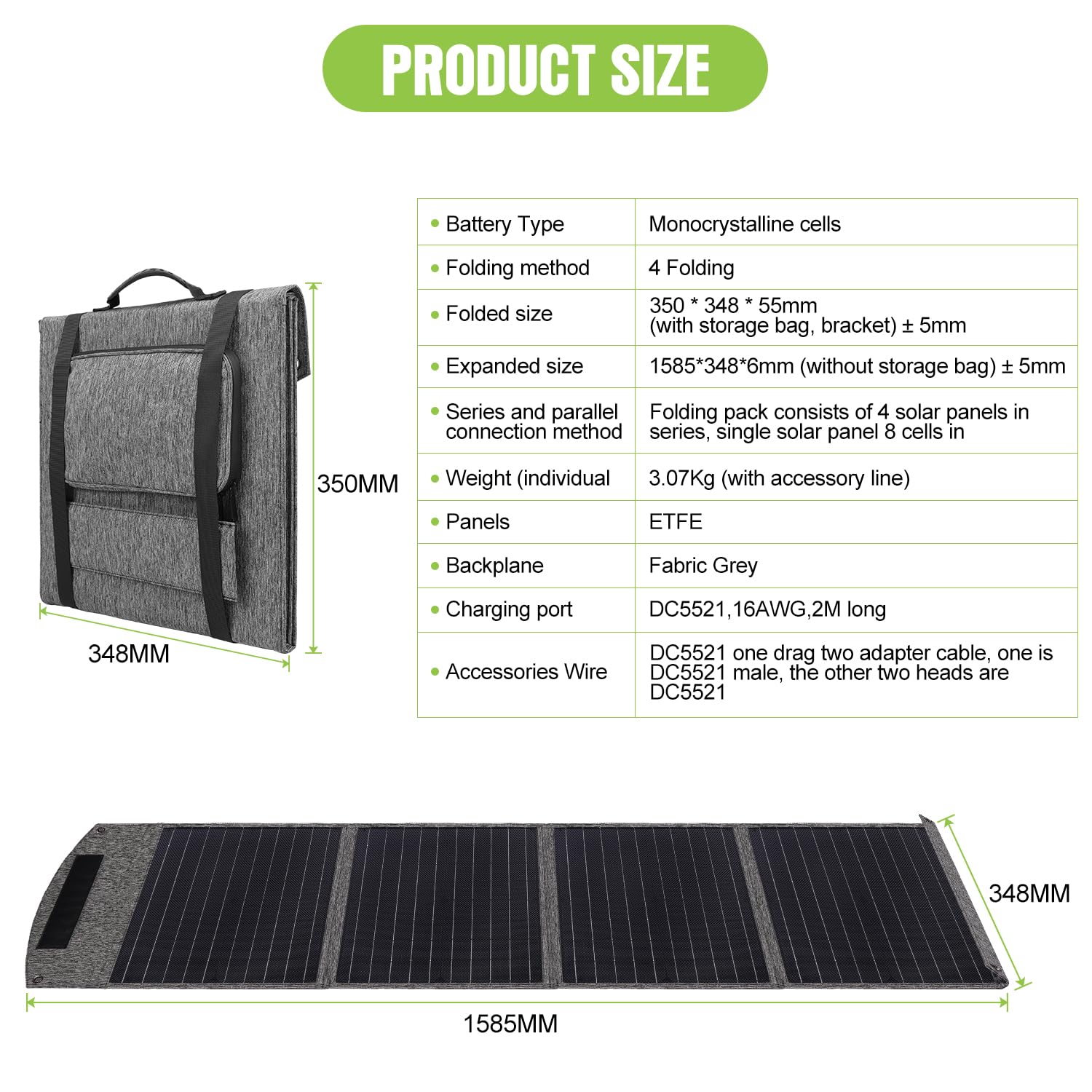 Titanitwest 80W Portable Solar Panel Backpack for Ebike 48V Battery, Waterproof IP67 Foldable Solar Panel Charger with 18V DC,Portable Power Station Withe Microphone Connector for Outdoor Camping