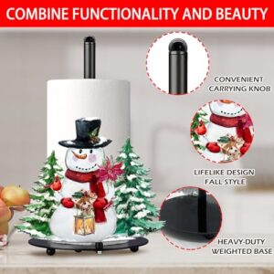 Snowman Paper Towel Holder Meatal, Green Paper Towel Holder Stand Lage, Snowman Christmas Decorations Indoor Home Kitchen Bathroom Decor (6.7*6.7*13.4inch) Winter Farmhouse Bathroom Countertops Decor