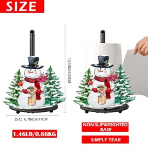 Snowman Paper Towel Holder Meatal, Green Paper Towel Holder Stand Lage, Snowman Christmas Decorations Indoor Home Kitchen Bathroom Decor (6.7*6.7*13.4inch) Winter Farmhouse Bathroom Countertops Decor