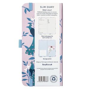 Busy B Slim Diary January to December 2024 - Peacocks - Week to View Slim Planner with Notes