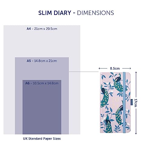 Busy B Slim Diary January to December 2024 - Peacocks - Week to View Slim Planner with Notes