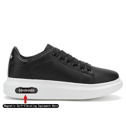 NewEndostar Women's Fashion Sneakers,Vibration Height Increase Shoes Lightweight Comfortable Casual Skateboarding Walking Shoes FullBlack 6