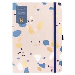 busy b day a page diary january to december 2024 - a5 terrazzo - daily planner with lined pages, notes and year planner