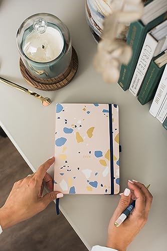 Busy B Day A Page Diary January to December 2024 - A5 Terrazzo - Daily Planner with Lined Pages, Notes and Year Planner