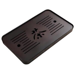 tea tray, 13 inch chinese kung fu tea catch and filter tray, dry foam beverage tray, bamboo hollowed out bottom storage tray, removable tiered tray