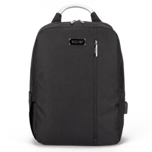 izod aaron business travel slim durable laptop backpack usb charging port, computer bag fits 15.6 inch laptop notebook (black)