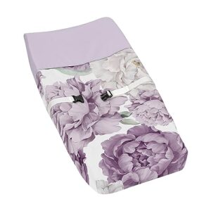 Sweet Jojo Designs Lavender Purple Boho Shabby Chic Floral Girl Baby Changing Pad Cover Infant Newborn Diaper Table Change Mat Sheet Lilac Violet Ivory Bohemian Vintage Garden Watercolor Flower Nature