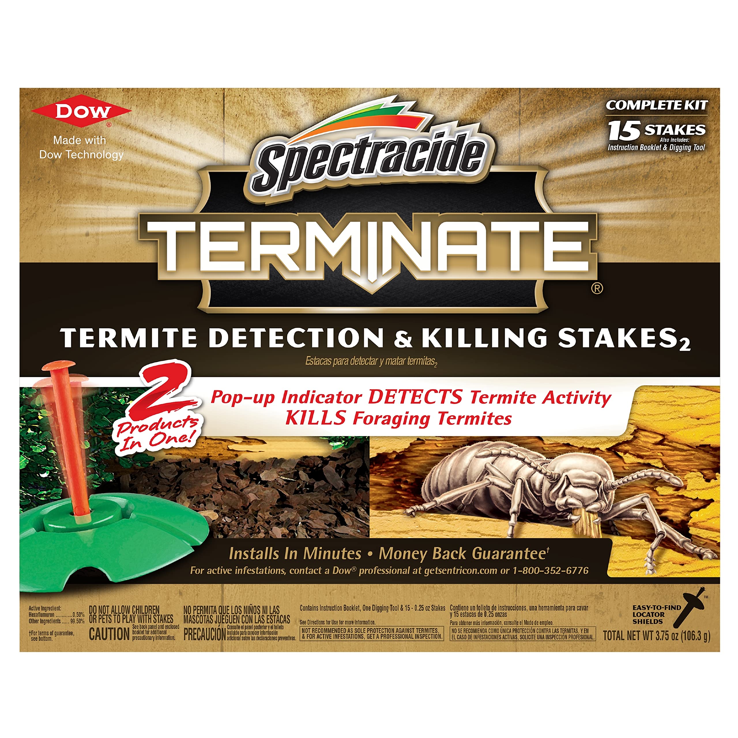 Spectracide Terminate Termite Detection & Killing Stakes, 15 Count & Carpenter Ant Killer, Localized Control Termite Spray, 1.33 Gallon (RTU Spray) & Terminate Termite Killing Foam, 16 fl Ounce