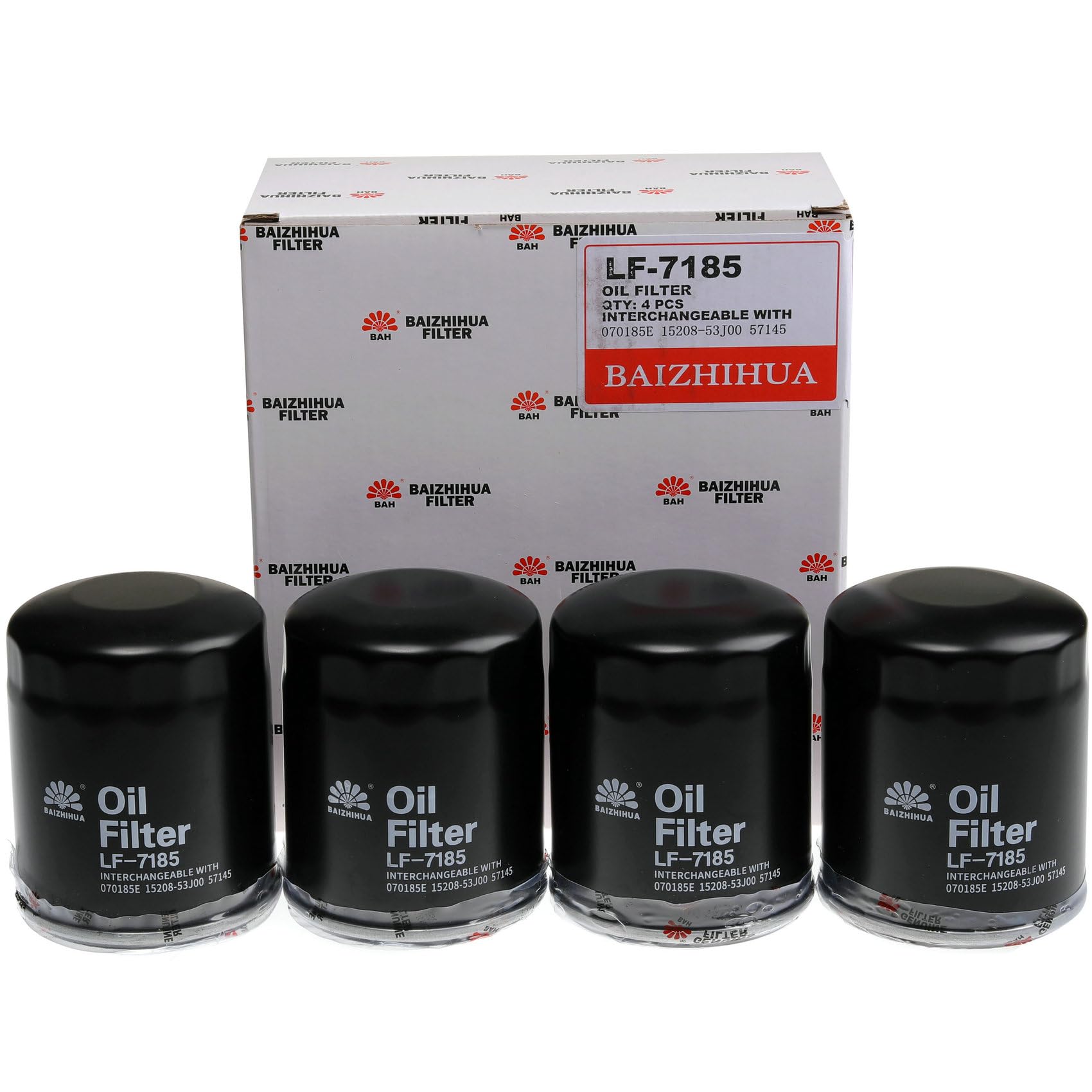 4 Pack BAIZHIHUA LF-7185-4 Extended Life Oil Filter (90mm) Replaces 070185E, 070185ES, 070185B, 070185D, 070185F 57145 Fits Air-Cooled and Portable Generators all Generac generator units up to 22KW