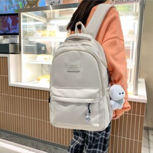 GRYPIT Kawaii Cute Aesthetic Backpack with Cute Accessory Cute Bag Charm (Stone White)