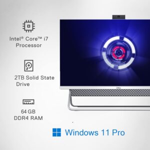 Dell Inspiron 7700 All in One Desktop Computer, 27 Inch FHD Touchscreen, Intel Core i7-1165G7, 64GB RAM, 2TB SSD, Windows 11 pro, GeForce MX330, WiFi 6, HDMI, Wireless Keyboard & Mouse, Silver