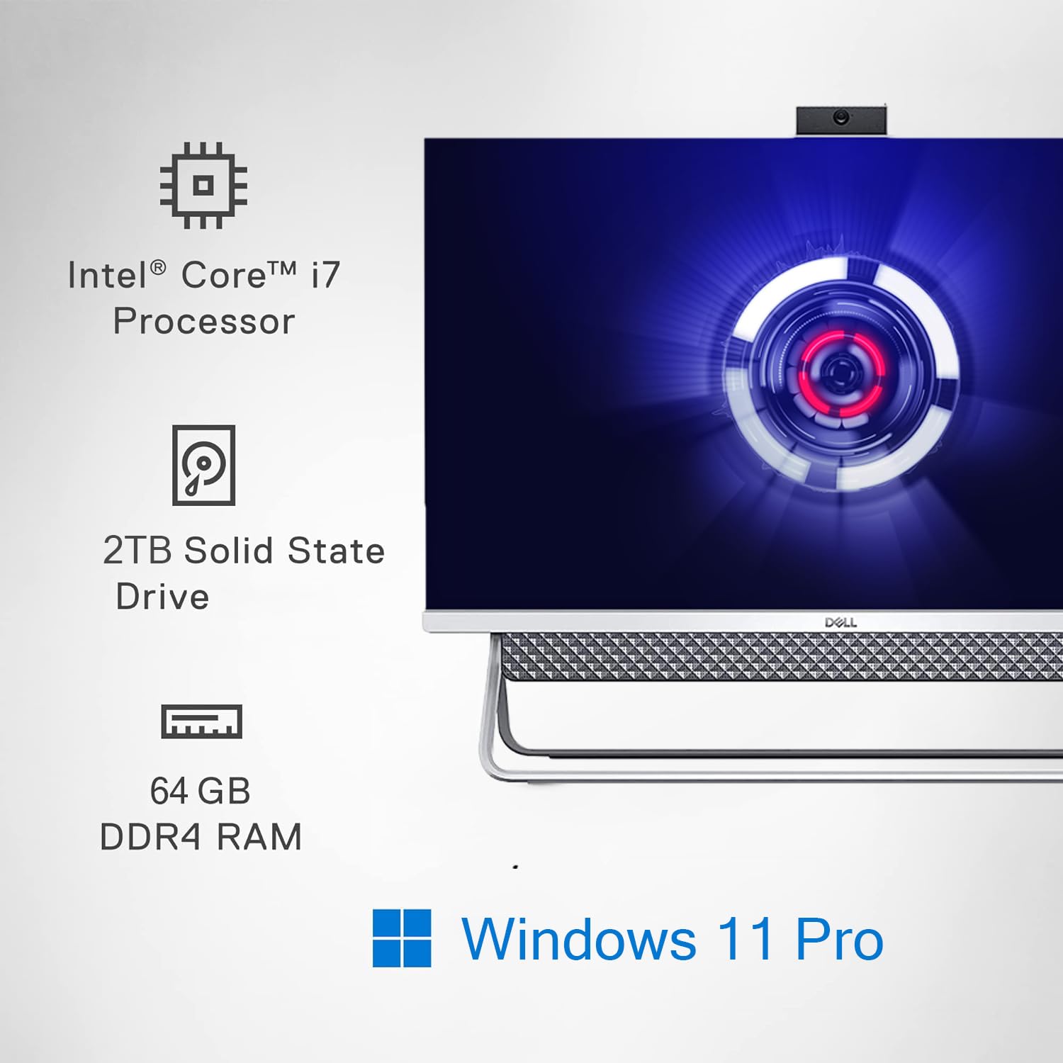 Dell Inspiron 7700 All in One Desktop Computer, 27 Inch FHD Touchscreen, Intel Core i7-1165G7, 64GB RAM, 2TB SSD, Windows 11 pro, GeForce MX330, WiFi 6, HDMI, Wireless Keyboard & Mouse, Silver