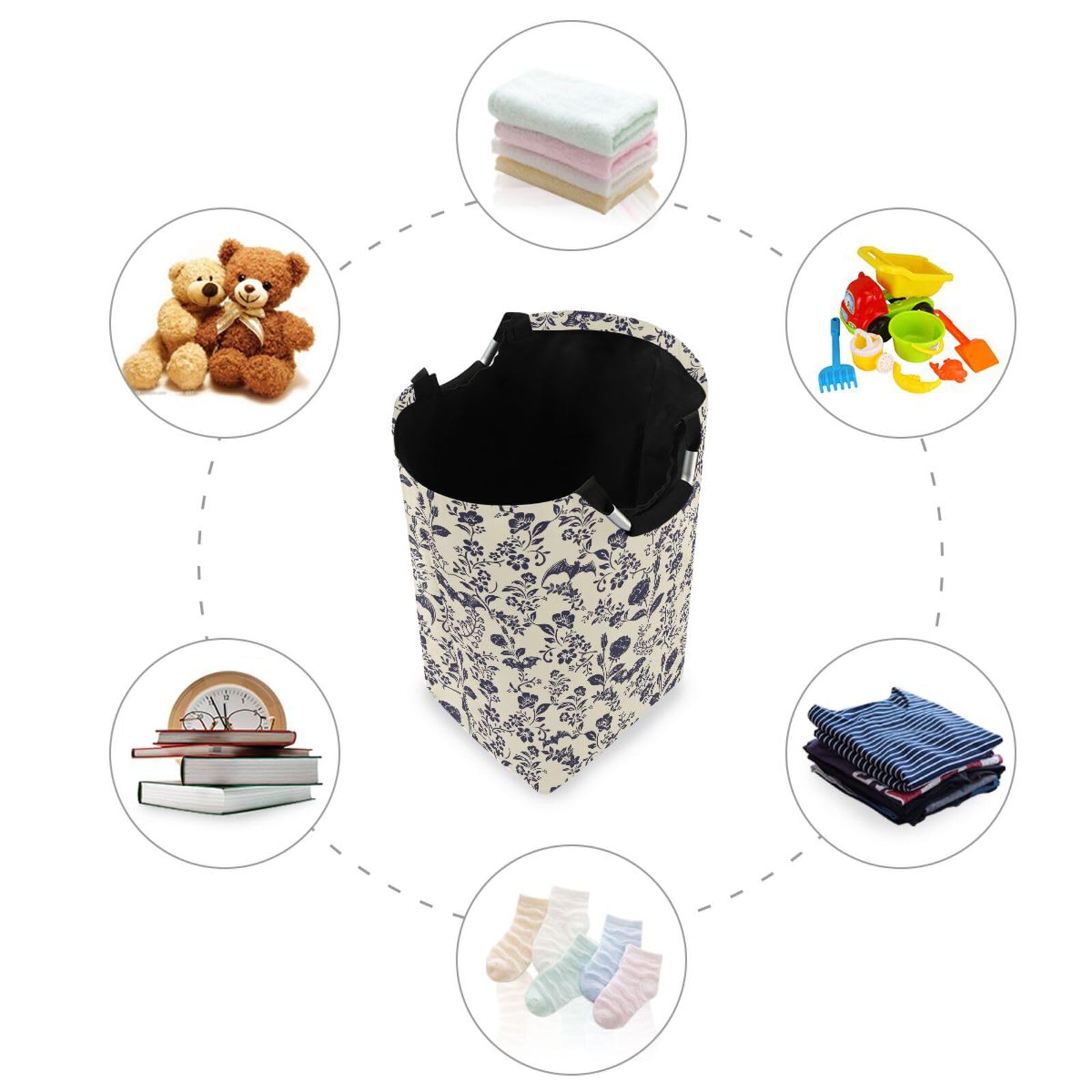 XUWU Laundry Basket Collapsible Laundry Hamper Folding Washing Bin Organizer Baskets with Handle for Dirty Cloth Toy, Goth Bats Skull