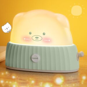 daxtril night light for kids cute lamp, bear cat lamp kawaii room decor, kids toys for girls, stocking stuffers for kids, christmas gifts for teenage girls kids boys, rechargeable touch lamp, green