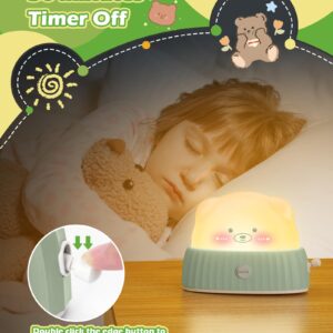 Daxtril Night Light for Kids Cute Lamp, Bear Cat Lamp Kawaii Room Decor, Kids Toys for Girls, Stocking Stuffers for Kids, Christmas Gifts for Teenage Girls Kids Boys, Rechargeable Touch Lamp, Green