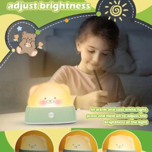 Daxtril Night Light for Kids Cute Lamp, Bear Cat Lamp Kawaii Room Decor, Kids Toys for Girls, Stocking Stuffers for Kids, Christmas Gifts for Teenage Girls Kids Boys, Rechargeable Touch Lamp, Green